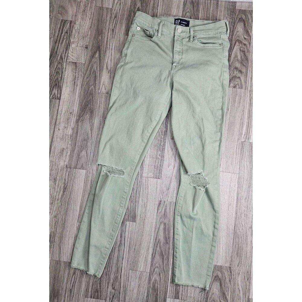 Gap Womens Size 27 Regular Sea Green Skinny Distressed Denim Jeans Leggings